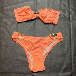 victoria secret orange gold heart bikini